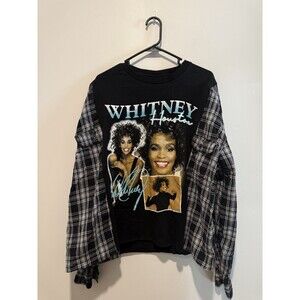 Reworked Upcycle Grunge Oversize Whitney Houston Flannel Sweater XL/XXL